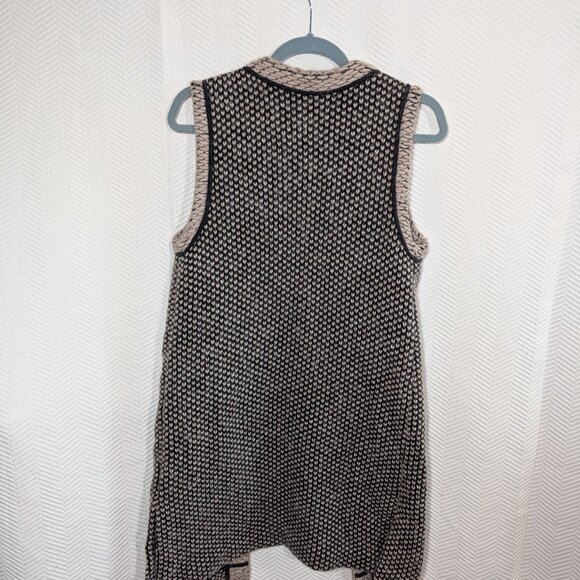 Club Monaco Wool Alpaca Blend Knit Sweater Vest Longline Textured XS Neutral - Picture 8 of 9